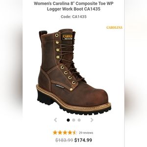 Women's Carolina 8" Composite Toe WP Logger Work Boot Rustic Brown Leather 9 NWB